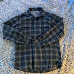 Eddie Bauer LT Large Tall Grey Plaid Long Sleeve Button Plaid Shirt